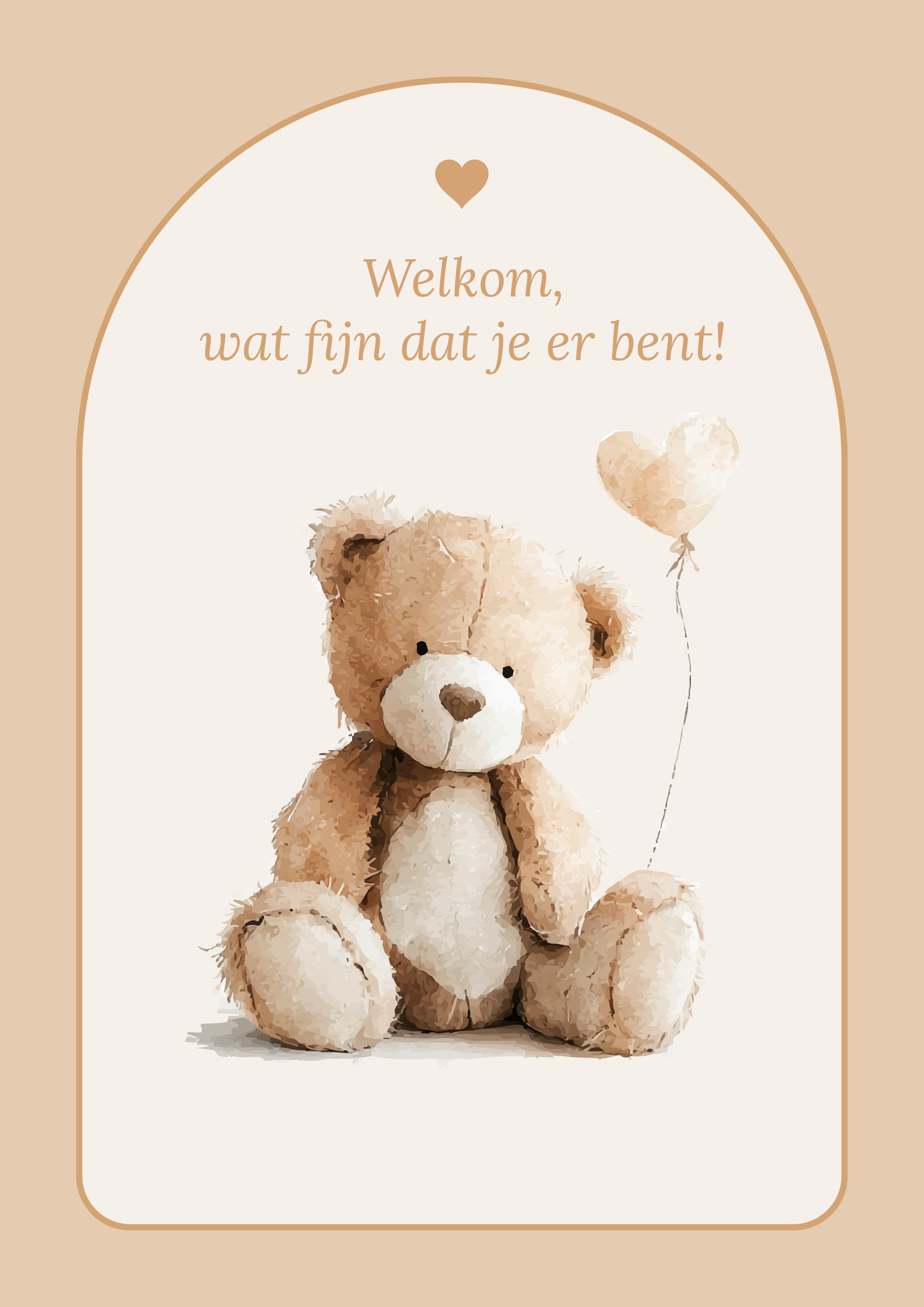 Voorbeeld van het welkomstbord met de naam die je invult