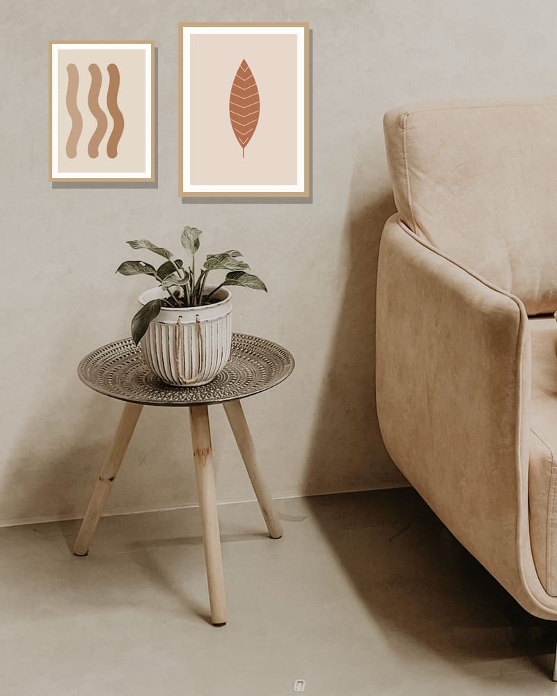 Posterwand in een woonkamer
